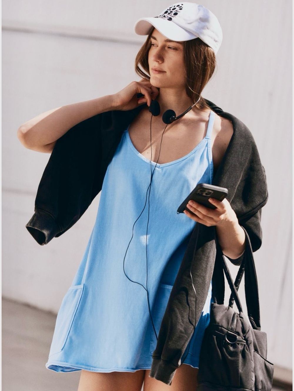NEW Free People x FP Movement Hot Shot Mini Dress - Riviera Blue **Flaw**